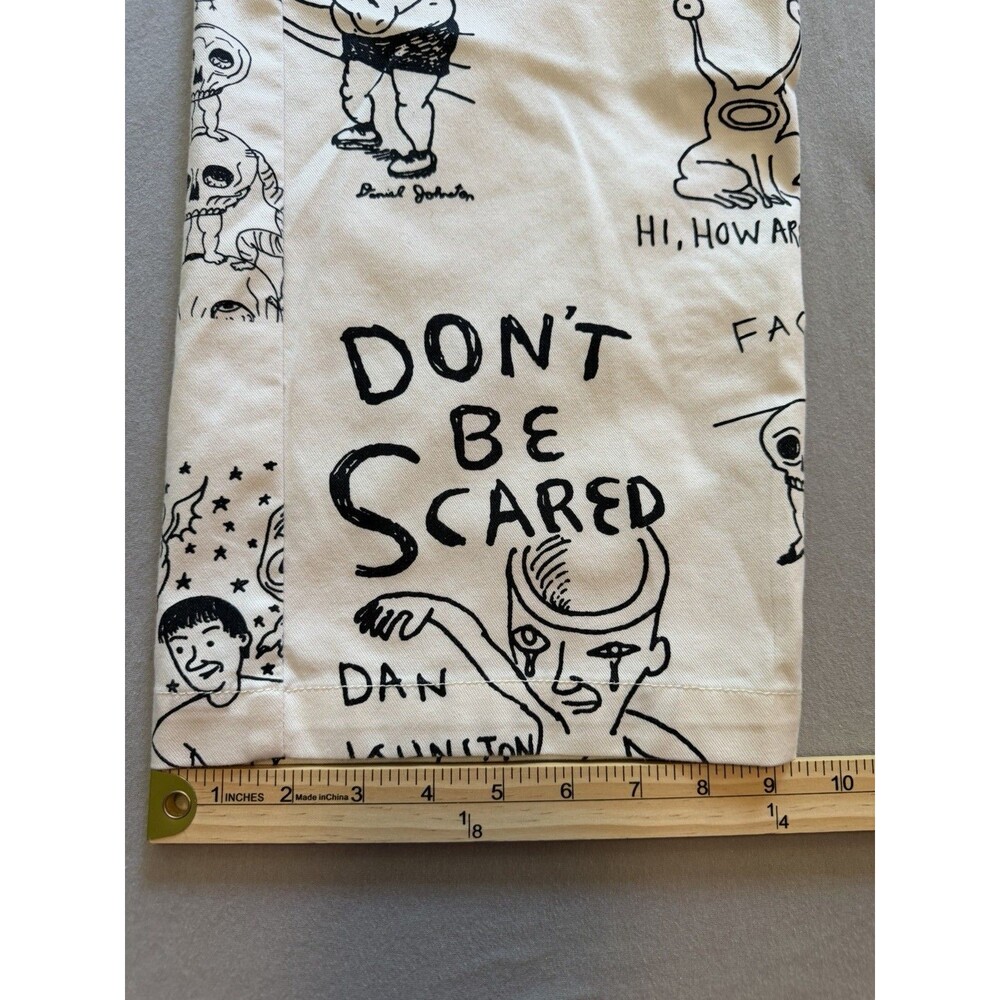 Vans Daniel Johnston Chino Pants Mens 36x31.5 Off White Graphic Loose Fit Skate - Picture 3 of 12